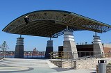 Custom architectural tubular structural fabrications for roof of Schwiebert Riverfront park pavilion