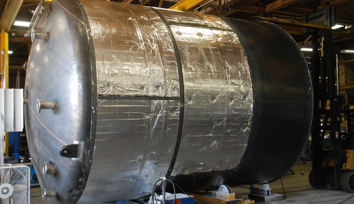14 ft diameter stainless steel inner-tank with insulation wrap.